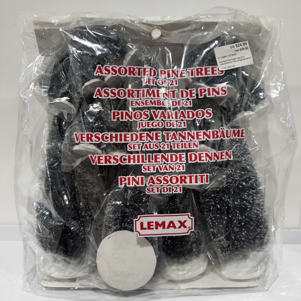 Lemax Accessory Assorted Pine‎ Trees Set of 21 New Flocked Snow Bases #14886